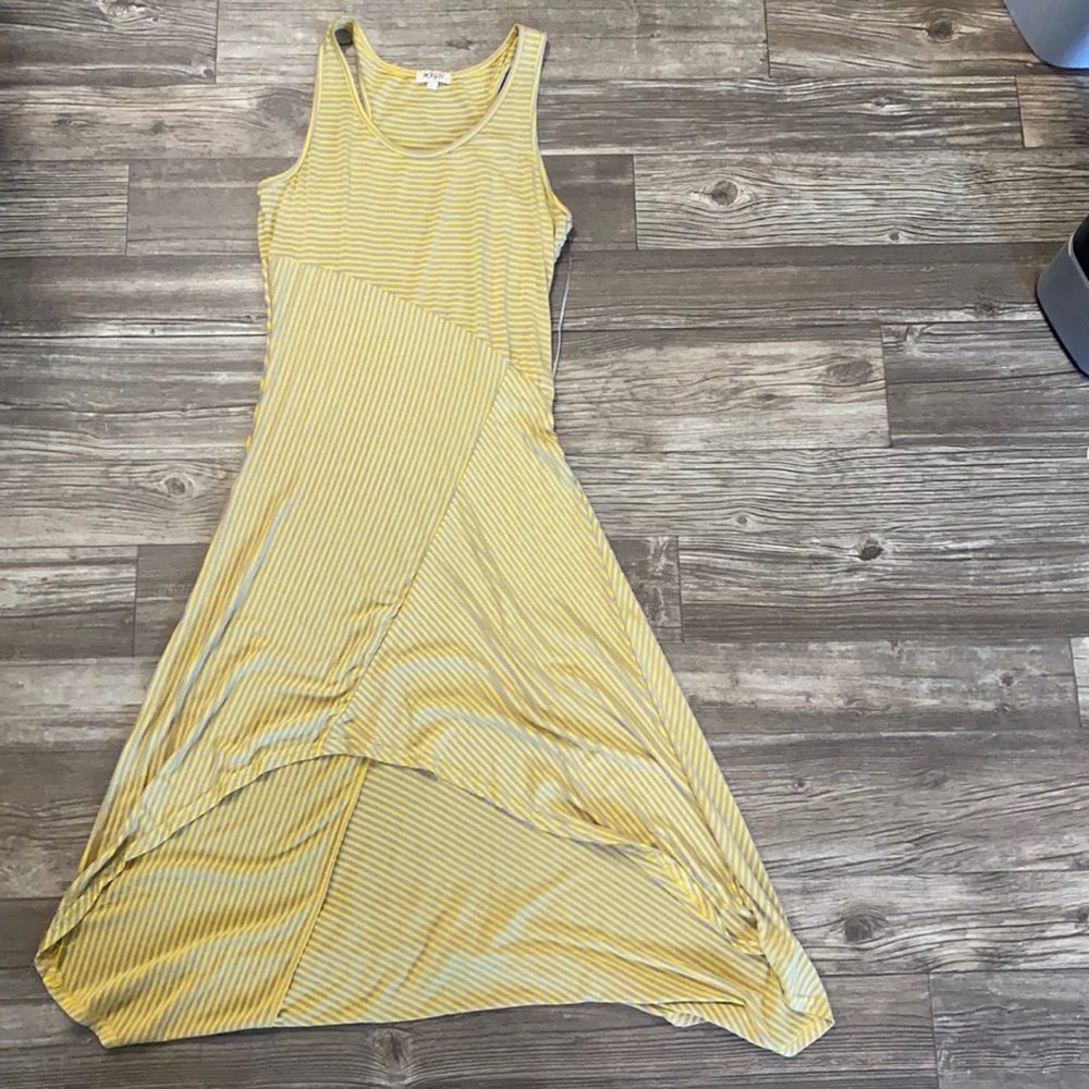 Yellow and gray high/low dress